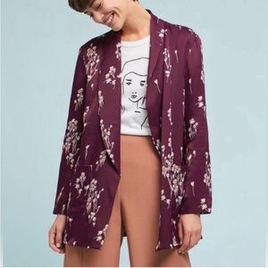Anthropologie Ett:Twa Blazer in a burgundy/mauve floral pattern Small